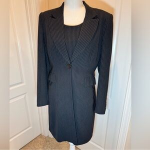 Vintage Elegant Two-Piece Black Pinstripe Suit Set Women’s Business Formal Wear
